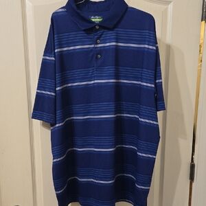 Ben Hogan Performance Blue Striped Men's Golf Polo Shirt